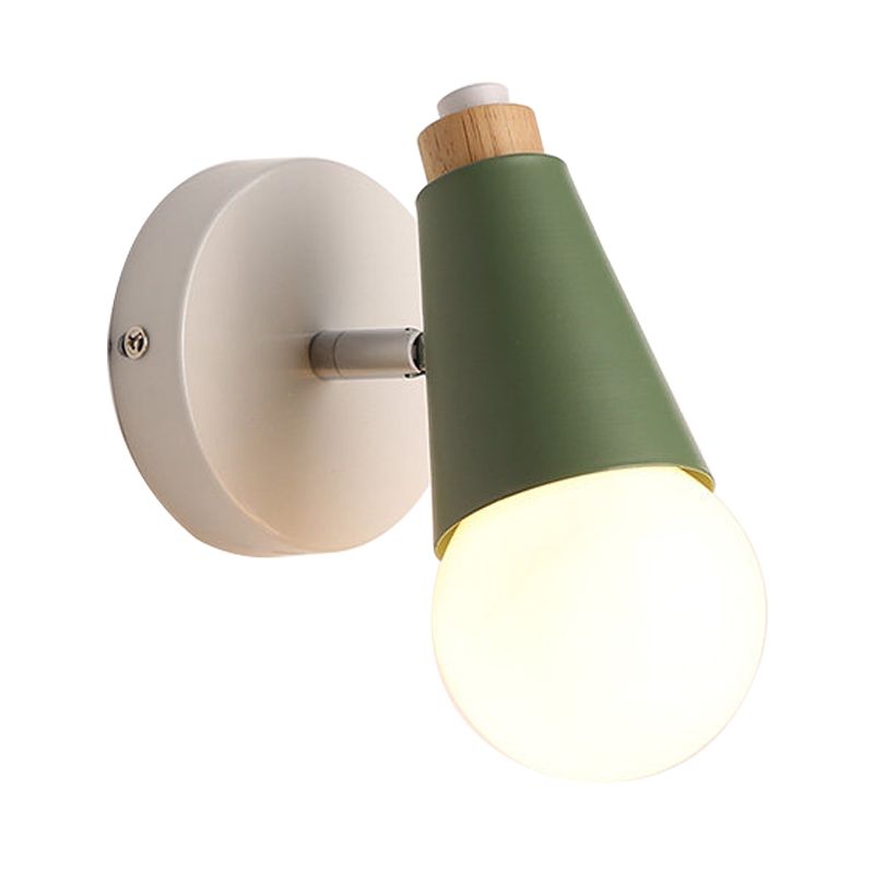 Bedside Hallway Sweet Cone Wall Light Metal One Light Nordic Style Rotatable Wall Lamp