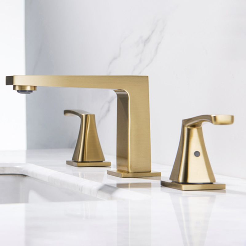 Modern 2-Handle Bathroom Sink Faucet 3 Hole Widespread Bathroom Faucet with Steel
