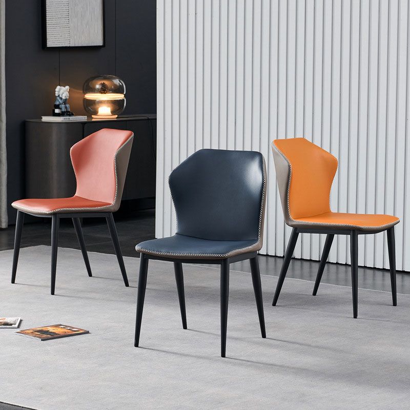 Industrial Style Wingback Armless Chair for Home Faux Leather Dining Chairs