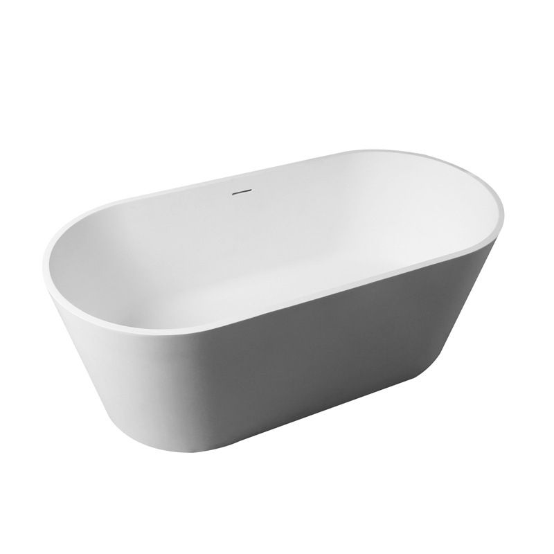 Stone Soaking Bathtub Antique Finish Oval Back to Wall Bath Tub (Faucet not Included)