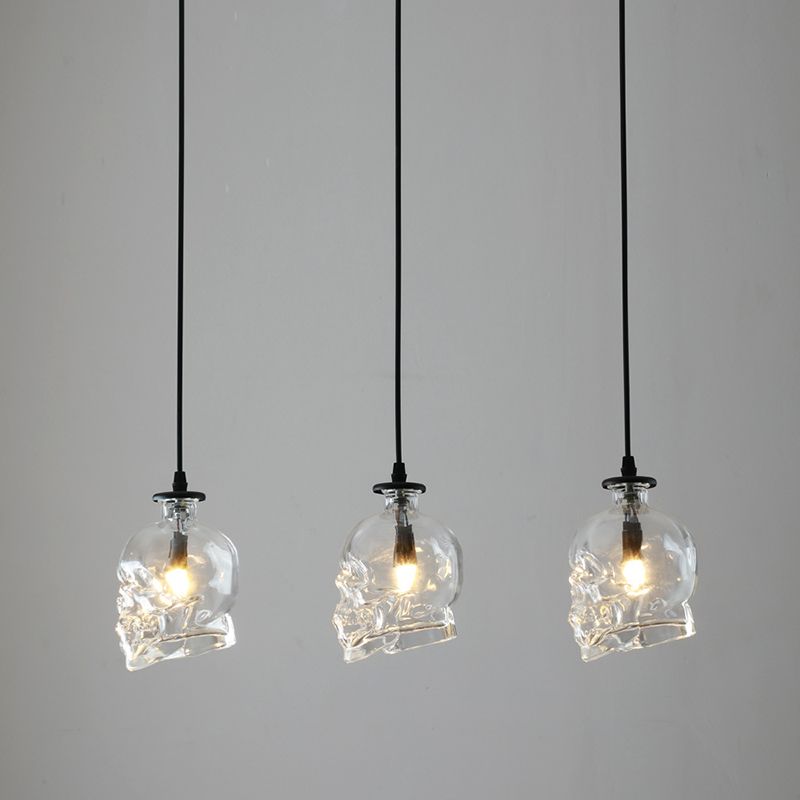 Lampada sospesa nera in vetro in stile creativo industriale Luce a sospensione geometrica per sala da pranzo