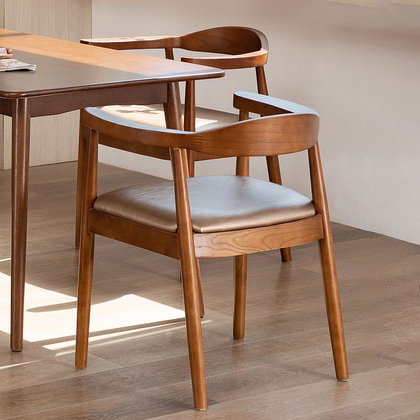 Modern Style Arm Chair Solid Wood Open Back Indoor Dining Chair