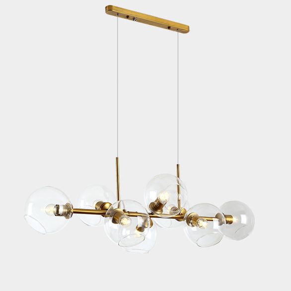 Illuminazione a sospensione in metallo contemporaneo illuminazione sferica a soffitto isola vetro per tavolo da pranzo