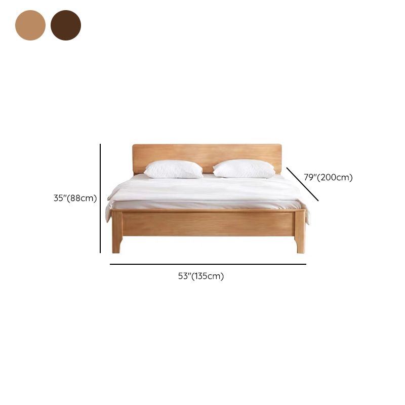 Modern Solid Wood Panel Bed Rectangular Standard Bed with Headboard