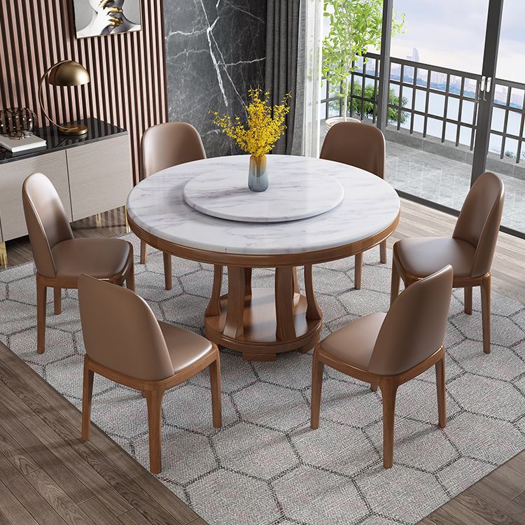 Mesa redonda del sitio de comedor sencille muebles de mármol con base de pedestal