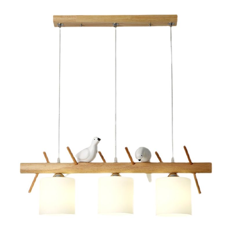 Zeitgenössische Anhängerleuchten Zylinder Hängende Lichter weißes Glas für Kücheninsel