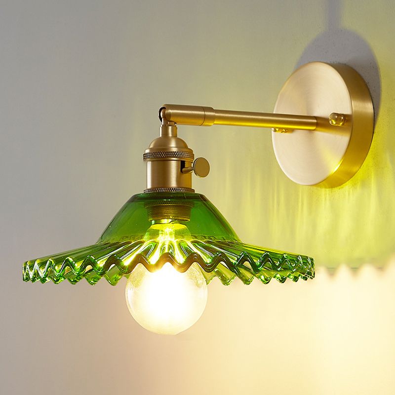 Cone Shape Glass Wall Light Industrial Style 1 Light Wall Light Sconce