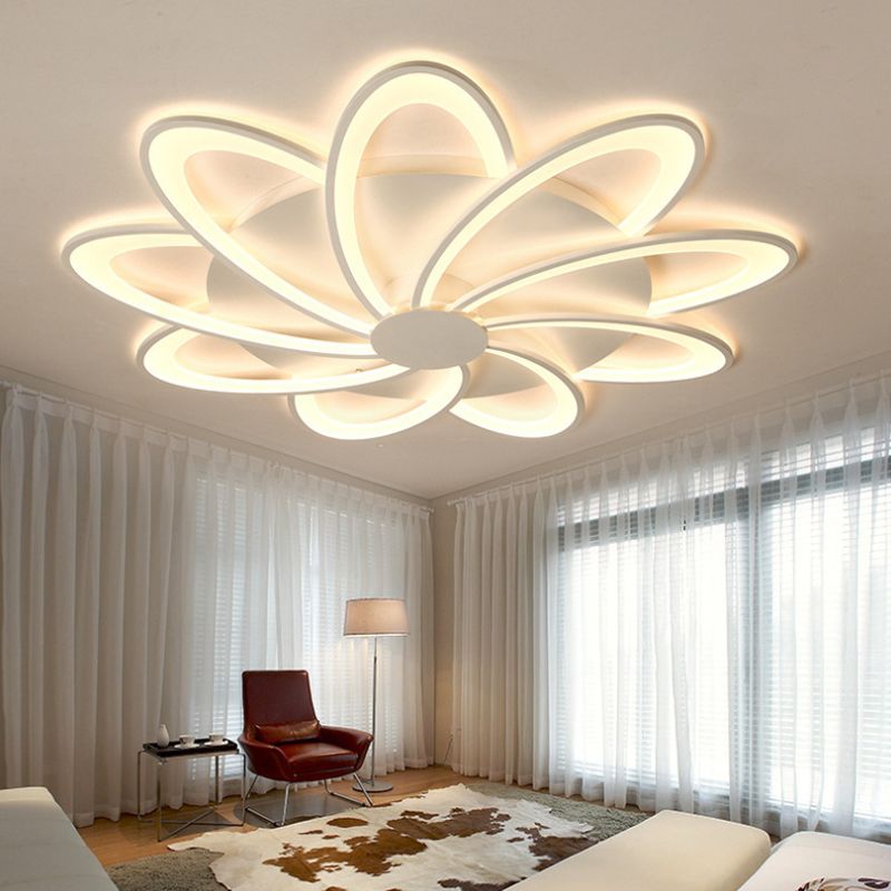 Contemporary Flower Flushmount Lighting Acrylic 6/7/8-Light Bedroom Ceiling Flush Mount in Warm/White Light