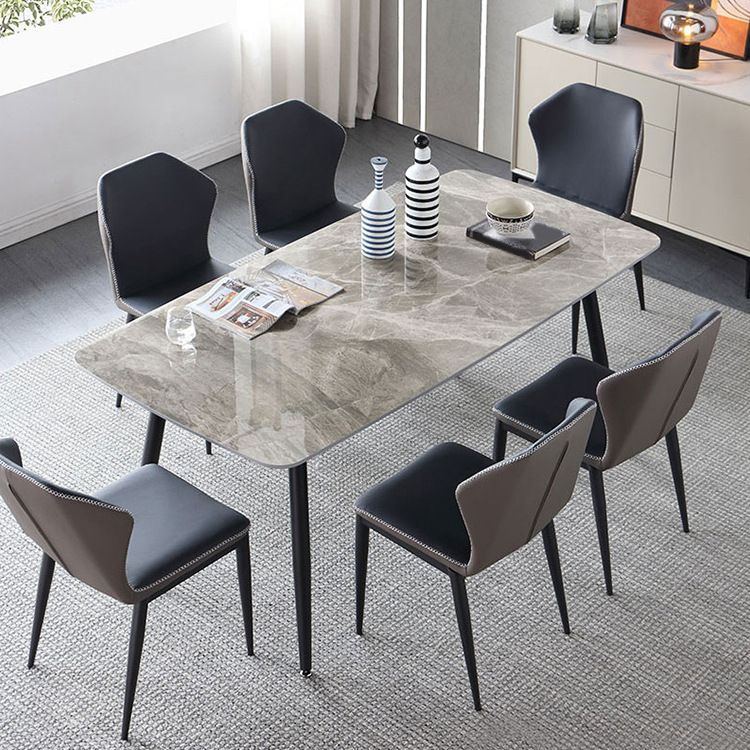 Industrial Style Dining Site Table Rectangle Stone Furniture with 4 Legs
