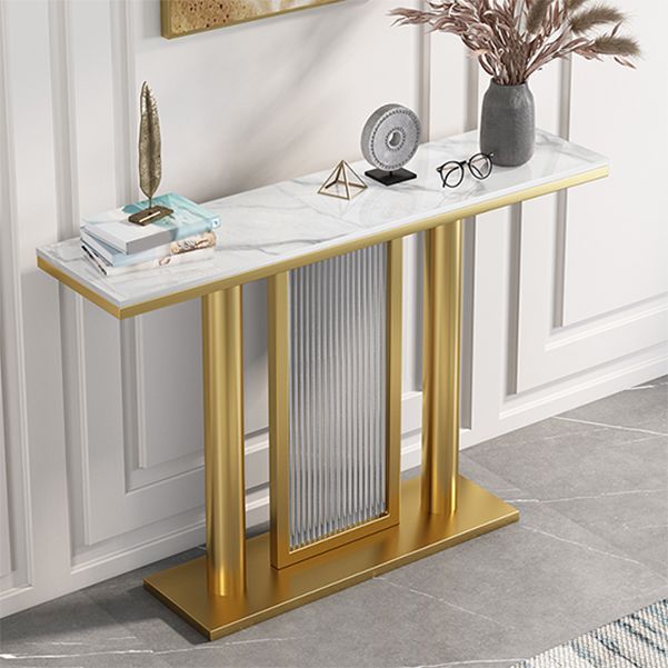 Rectangle Console Accent Table Antique Finish Modern Console Sofa Table in Stone