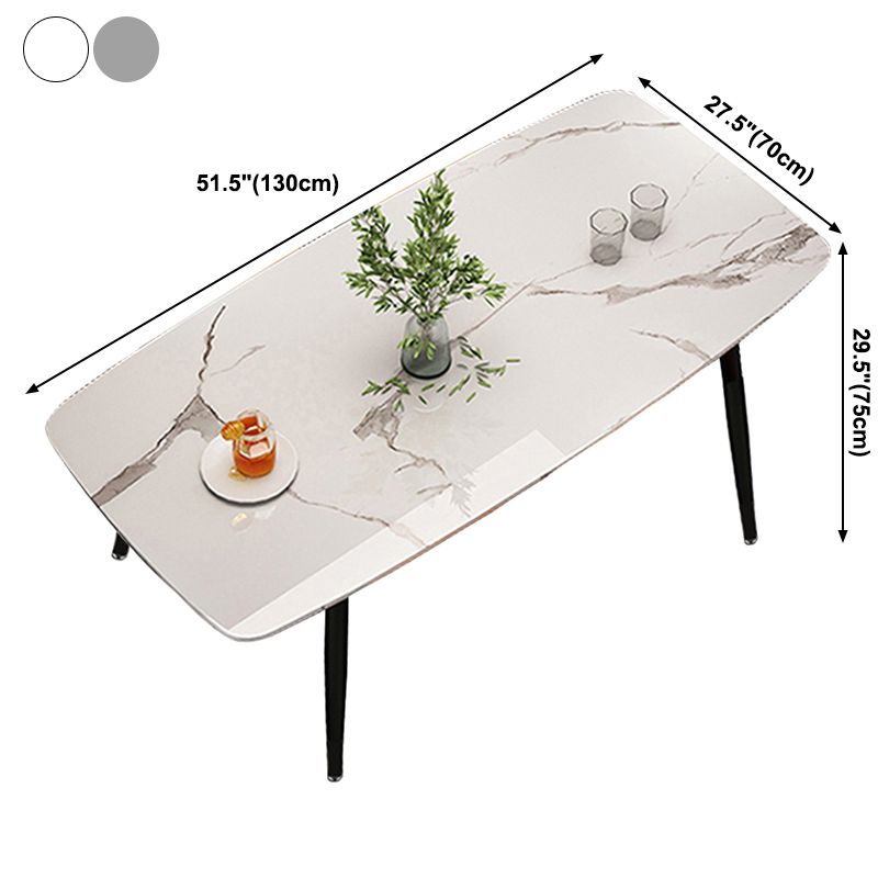 Metaal eigentijdse rechthoekige eettafel gesinterde stenen tafel met 4 metalen benen