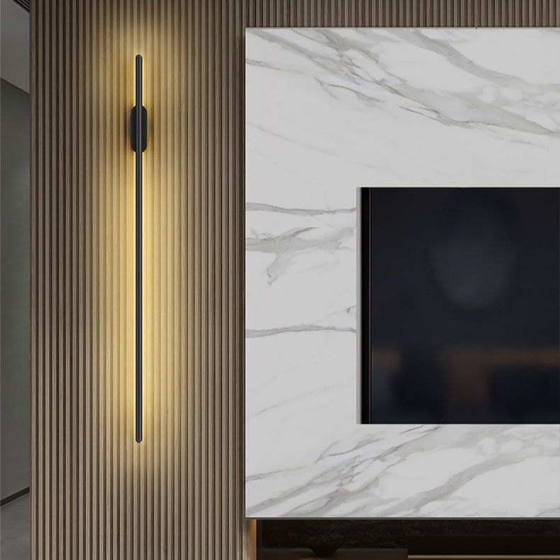 Minimalist LED Wall Lamp Thin-Line Copper Sconce Lighting for Bedroom