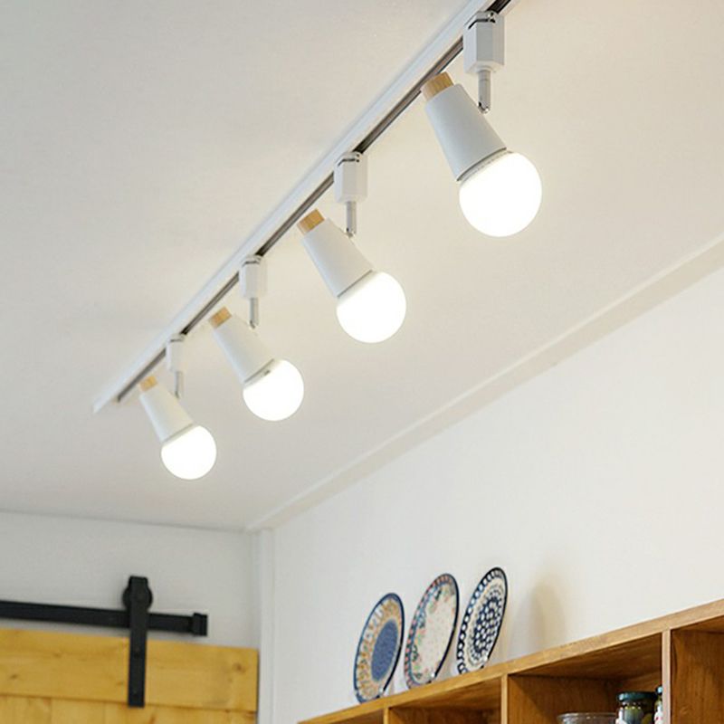 Nordic Conical Semi Flush Mounted Track Light Metal Living Room Ceiling Light Fixture