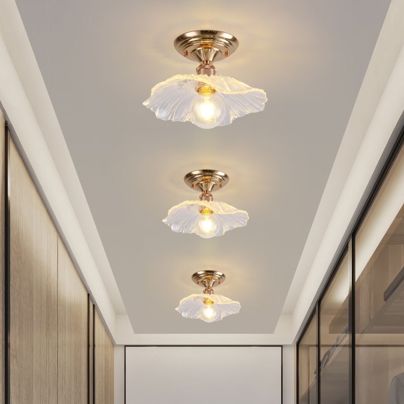 Nordic Style Ceiling Light Circle Shape Ceiling Lamp with Glass Shade for Bedroom