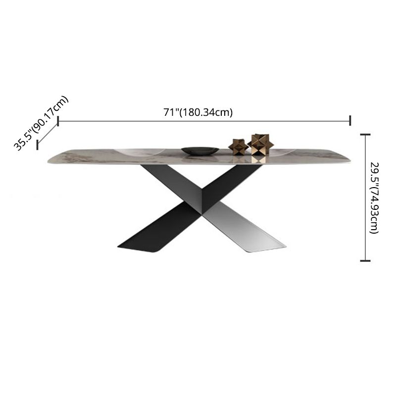 Modern Style Sintered Stone Dining Table with White Table and Pedestal Base for Home Use