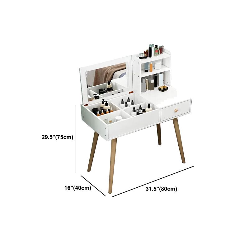 Modern Wood Flip-top Vanity Set 29.53" H Vanity Desk in White