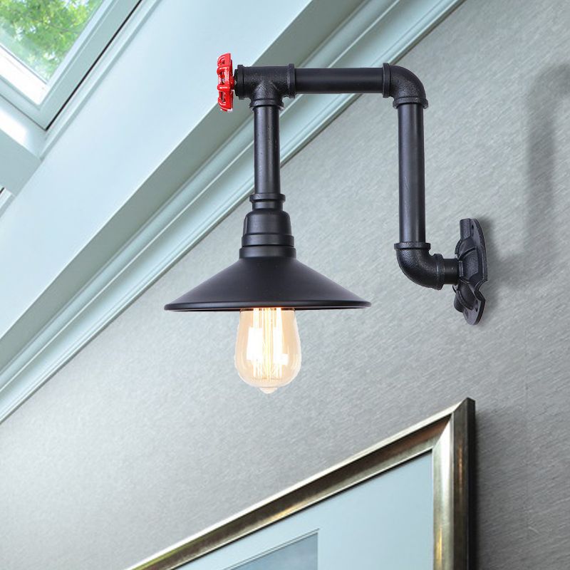 1 Lampenkegelwandbeleuchtung mit Rohrdesign Industrial Black Finish Eisenwandlampe Lampenleuchte
