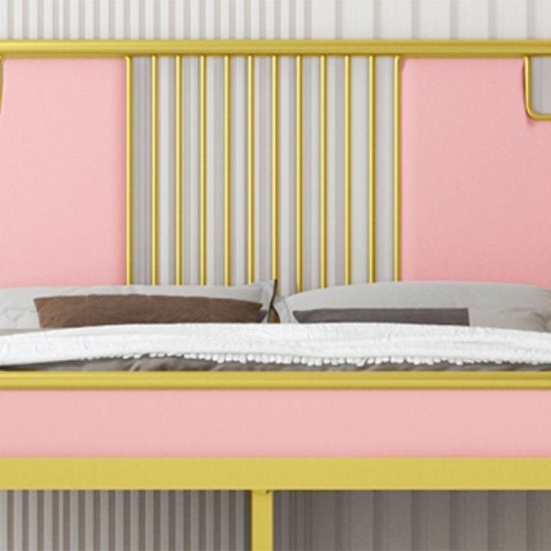 Glam Rectangular Headboard Bed with Golden Metal Legs Standard Bed