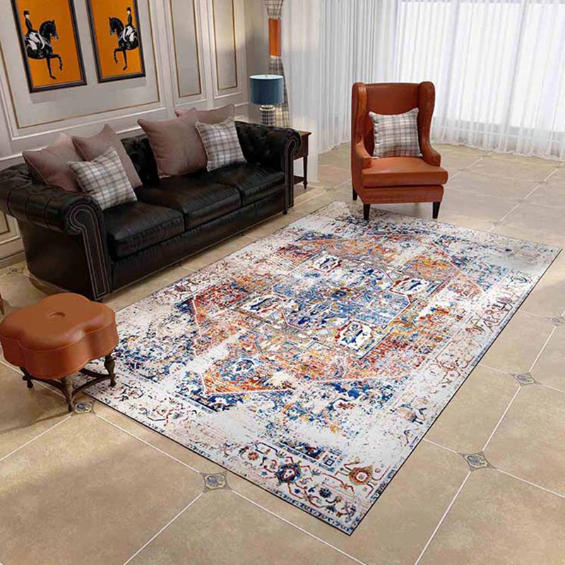 Vintage Ethnisches Muster Teppich mehrfarbiger Polyester Teppich Nicht-Rutsch-Backing-Teppich für die Heimdekoration