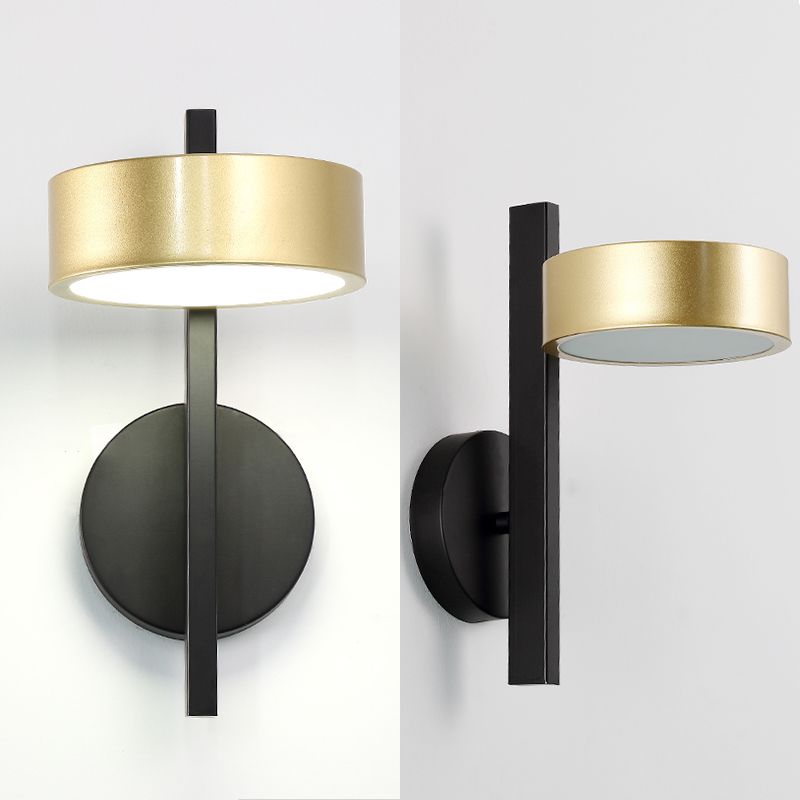 Lámpara de apliques de pared redonda posmoderna lámpara de pared LED metálica en dorado negro