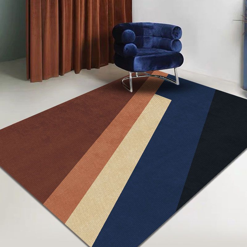 Blue Living Room Area Carpet Modern Geometric Pattern Area Rug Stain Resistant Easy Care Rug