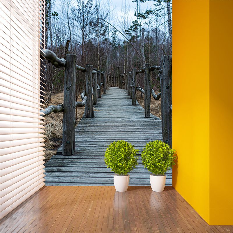 Wooden Nature Mural Industrial Style Space Extension Mural for Home