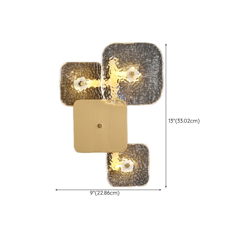 Modern Metal Wall Sconce Square Shape Wall Light with Glass Shade for Bedroom