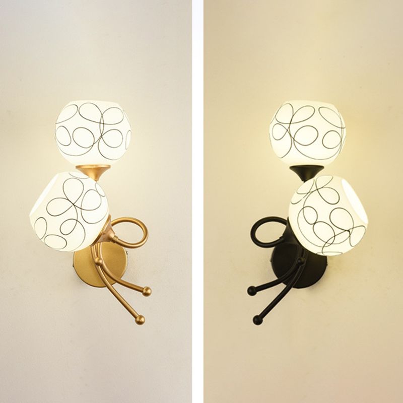Glass Globe Sconce Light Fixture Modern 2-Light Wall Light for Bedroom