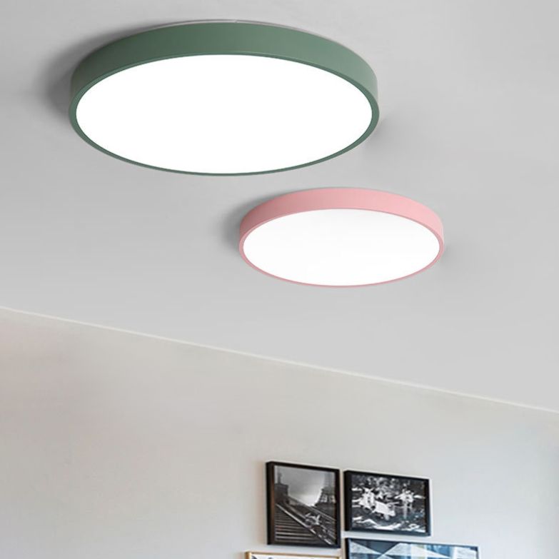 Round Led Flush Mount Ceiling Light Modern Minimalist Macaron Style Living Room Bedroom Study Energy-économiser Lighting
