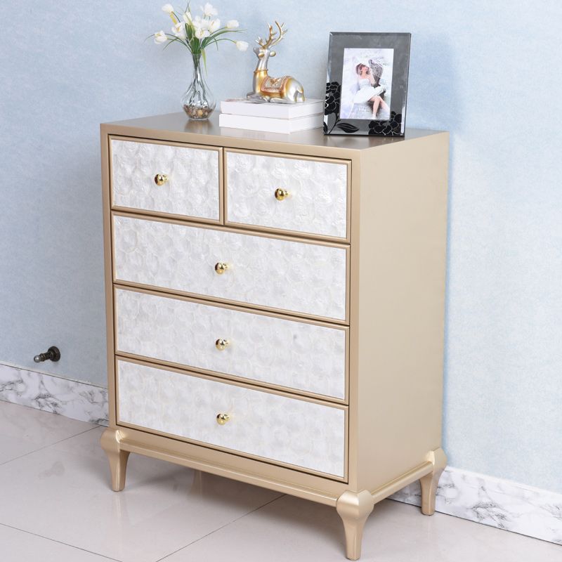 5 Drawers Champagne Storage Chest Glam Vertical Lingerie Chest