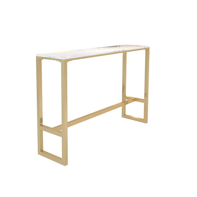 Marble Contemporary Cocktail Bar Table Footrest Rectangle Counter Table in White