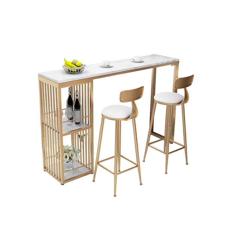 Glam Stone Rectangle Bar Table Storable Table for Living Room