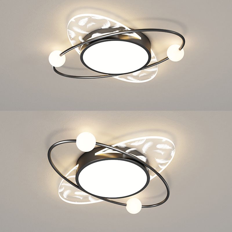 Contemporary Metal LED Flush Light Fixture Geometric Ceiling Flush Mount for Bedroom