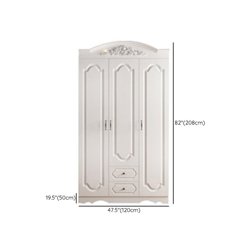 Engineered Wood Cabinet with 2 Drawers French Country White Wardrobe for Home