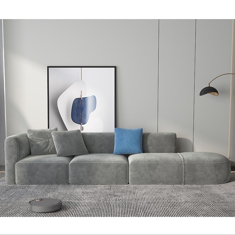 Velvet One Arm Sectional Sofa 27.56"High Tight Back Sofa for Living Room