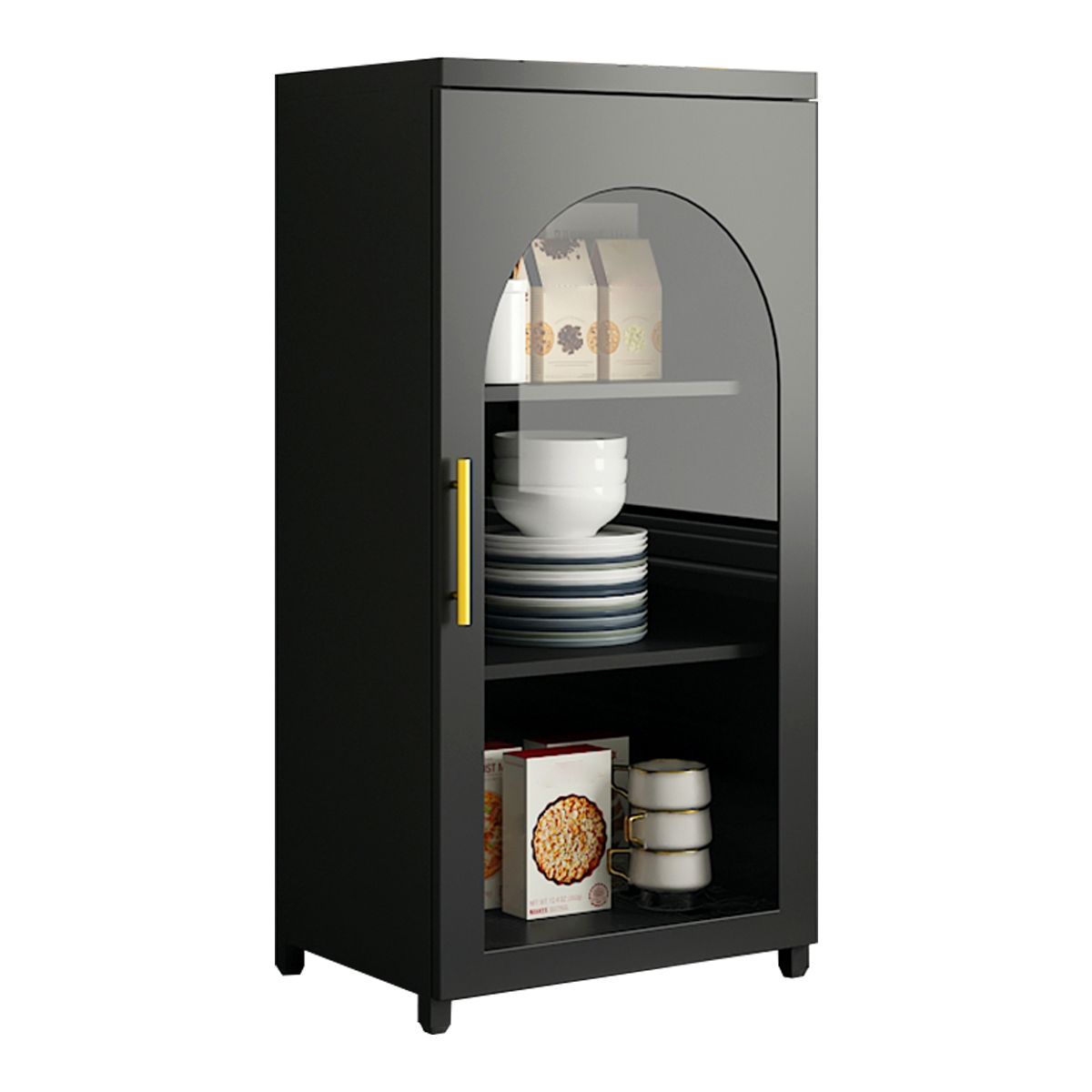 14.57"W Bookshelf Scandinavian Style Bookcase for Home Office with Door