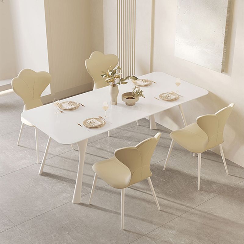 Medieval Modern Sintered Stone Table Rectangle Table with Metal Base and 4 Legs