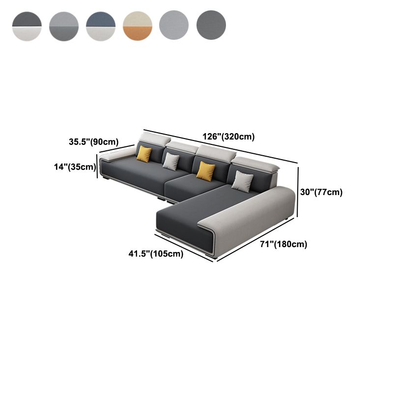 30.3"H Modern Faux Leather Square Arm Sofa & Chaise for Living Room