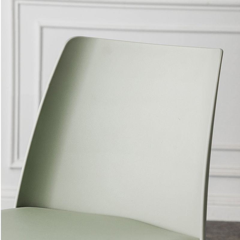 Modern Solid Back Side Chair Plastic Upholstered Armless Chair for Dining Room