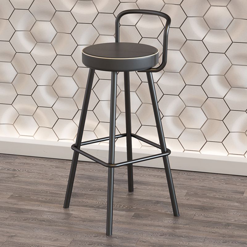 Nordic Backrest Armless Counter Stool Iron Kitchen Bar Stool with Pedal and Cushion