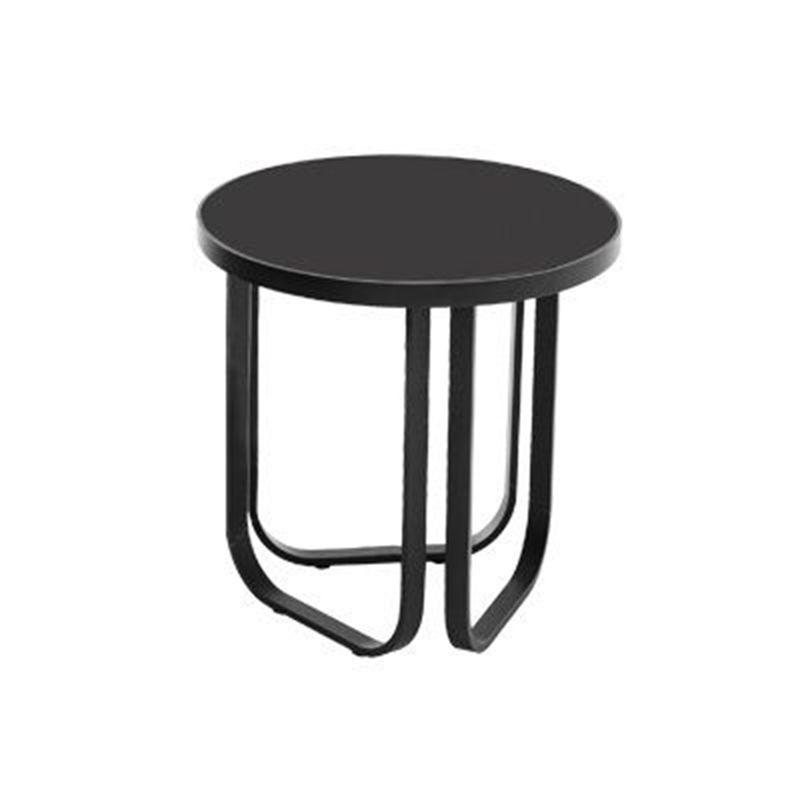 Round Sintered Stone Top Table Industrial Outdoor Table with Metal Base