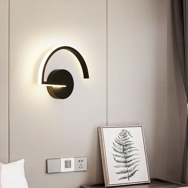 Nordic Fashion Wall Mount Lamp LED Metal Semicircle Sconce Light for Bedroom Living Room