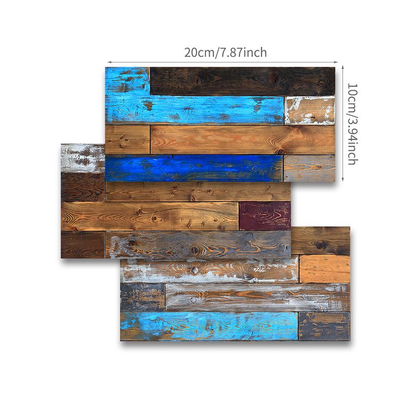 Painted Reclaimed Wood Wallpaper Panel Blue PVC Wall Decor, Peel off, 8' L x 4" W