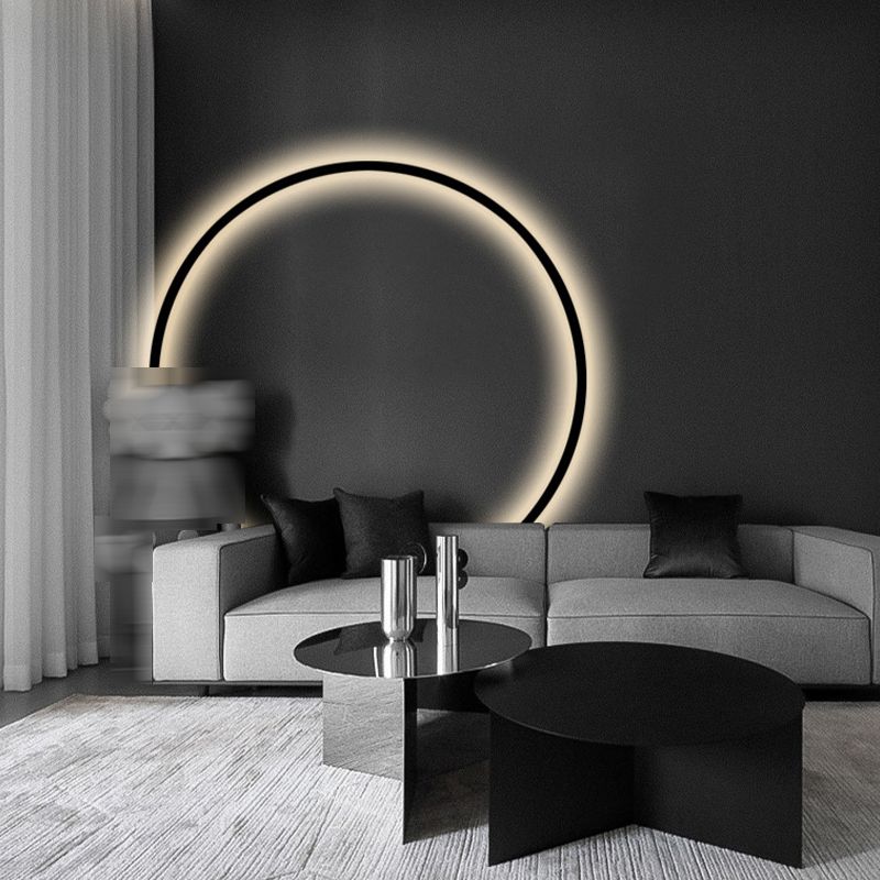 Circular Wall Light Fixture Modern Metal 1 Light Wall Sconce in Black