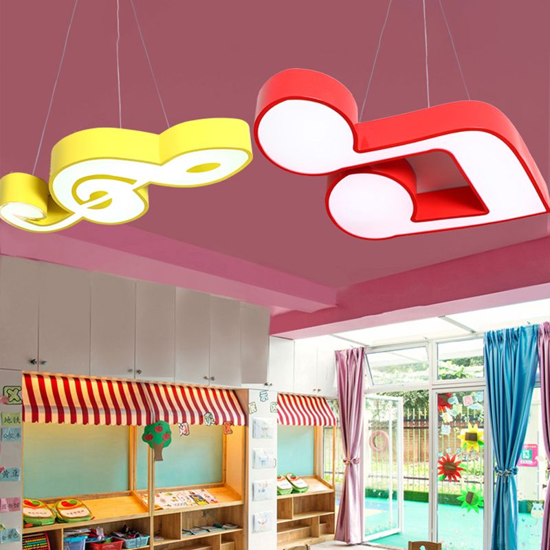 Metal Note Forme Hanging Lights Modern Style 1 Light suspendu Mount Symiss pour chambre à coucher