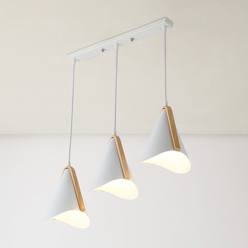 Kegelschatten 3-Leuchten moderne einfache LED-Style Hanging Deckenleuchten in Weiß