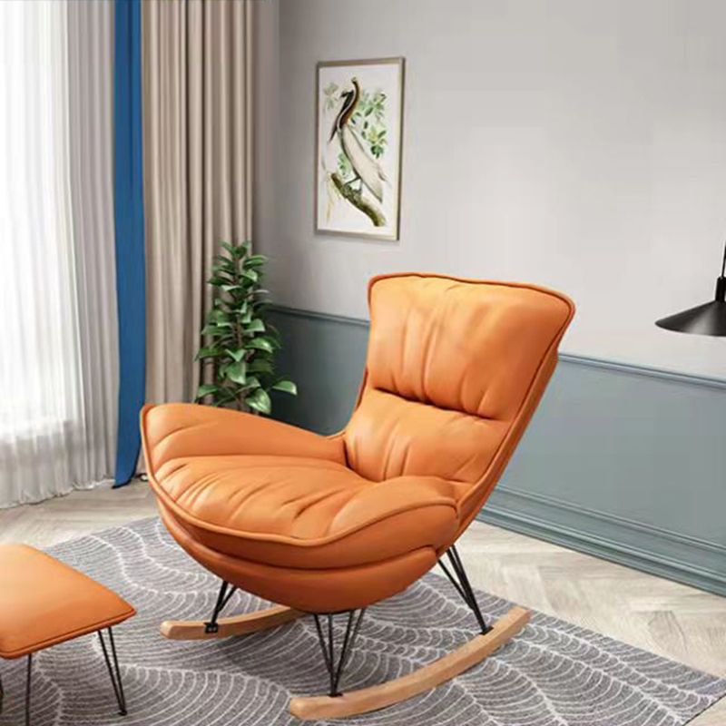 Contemporary Plain Rocking Chair Faux Leather Water Resistant Glider Chair