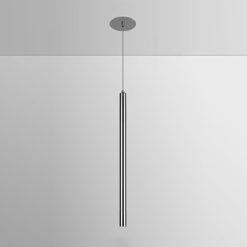 Zeitgenössischer Stil Zylinderform Pendelleuchte Leuchtmetall 1 Leichte Hanglampe in Silber