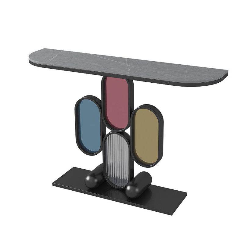 Contemporary Slate Console Table Half Moon Scratch Resistant Stain Resistant Console