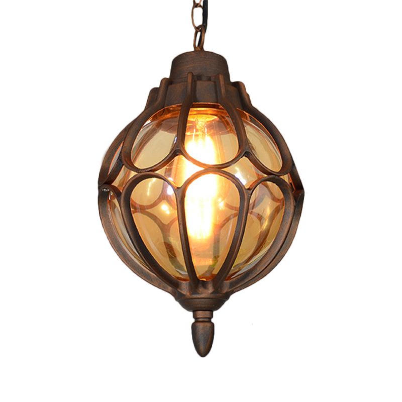 1 Licht 7 "/9"/11 "Weitkugel Anhängerlampe Vintage Bernstein Glashängung Lampe in Schwarz/Bronze/Gold